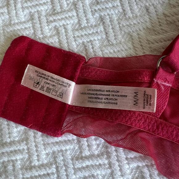 La Vie En Rose Women's Size Medium Pink Lace Plunge T-Shirt Bra Victorian - Picture 9 of 11